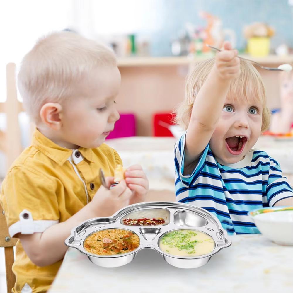 Cartoon Pattern Children's Dinner Plate Divided Snack Tray Tableware Food Feeding Dishes  Gift