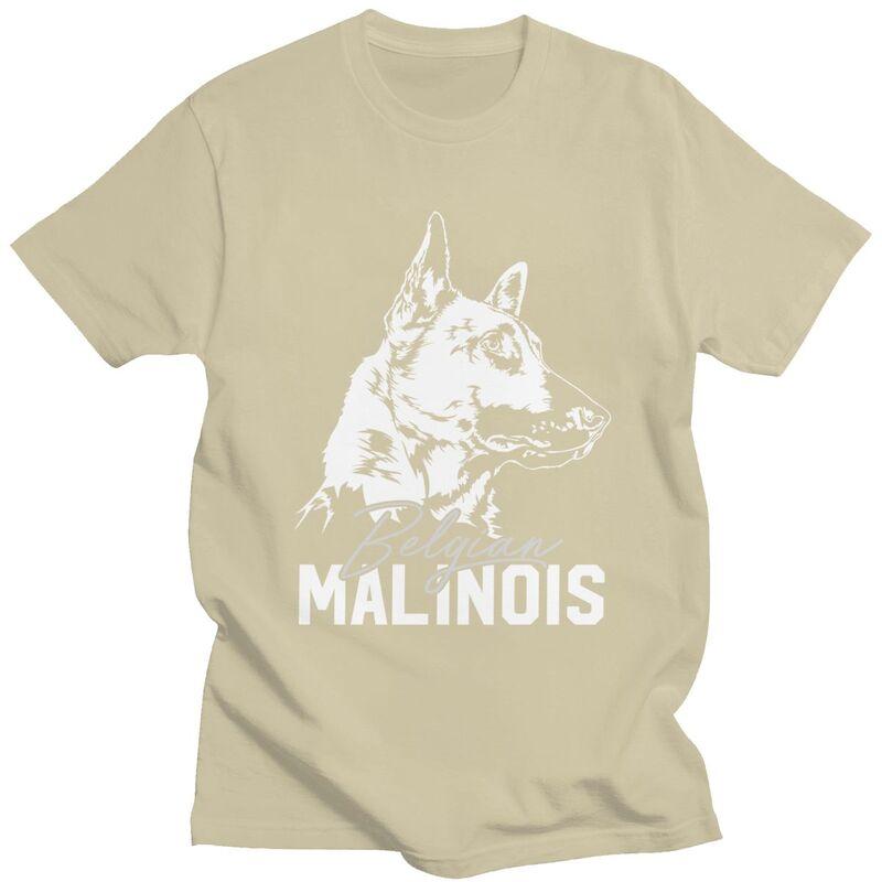 Custom Male Belgian Malinois Dog T Shirts Short Sleeves Cotton Tshirt Casual Mechelaar Shepherd Dog Tee Slim Fit Clothes