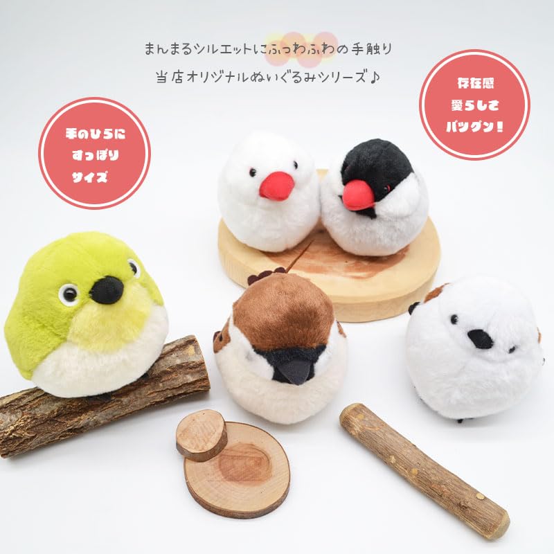 White Java Sparrow Plush Toy Gift for Birthdays Exceed Japan (Single Item) [kotori Smile]