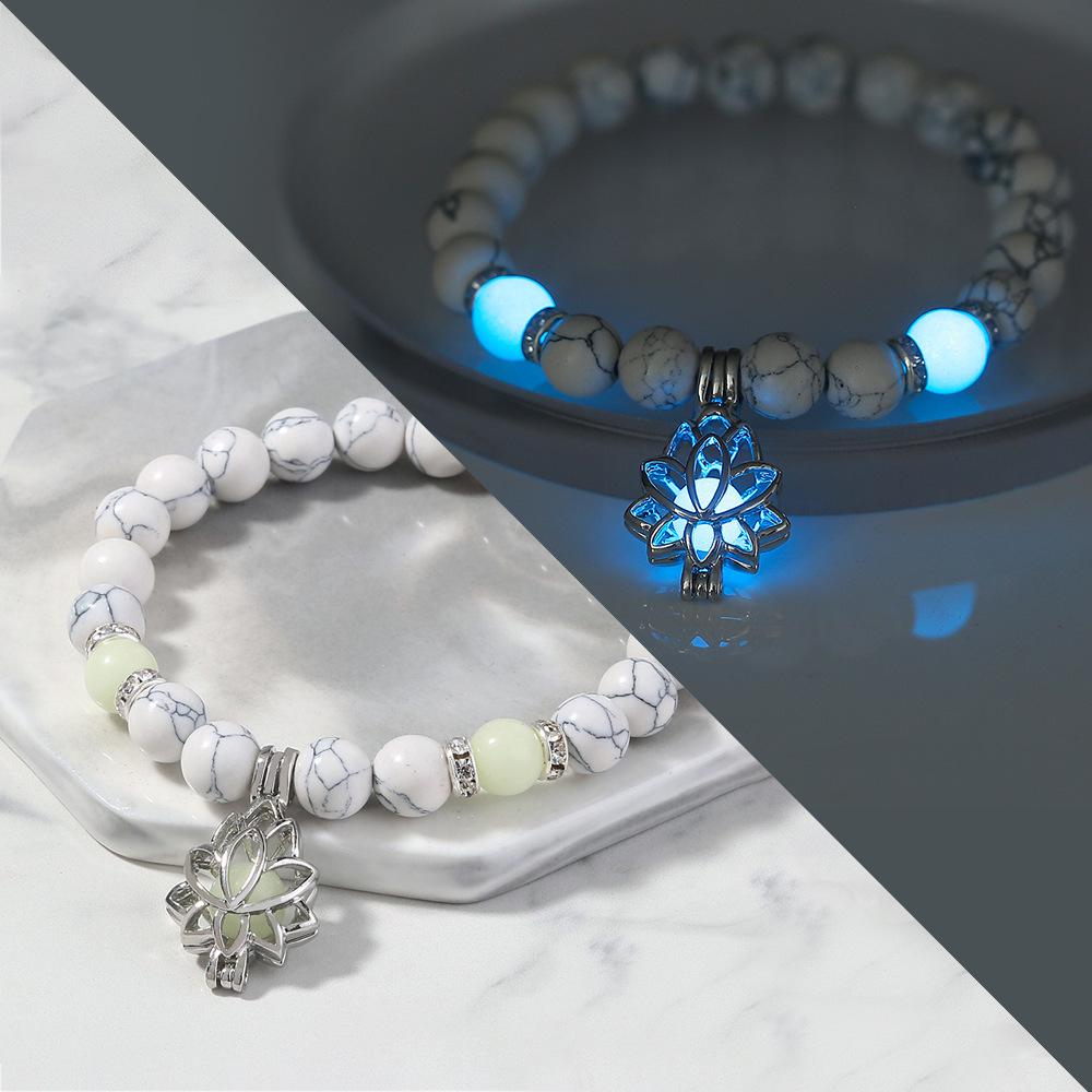 

Luminous Lotus White Turquoise Yoga Bracelet - Women s Fashion Accessory