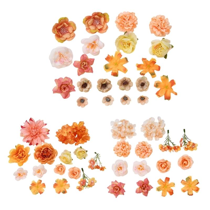 28/49Pcs Artificial Flower 4-10cm Realistic Flower Buds For Wedding Bouquets Baby Showers Decoration Hair Accessories