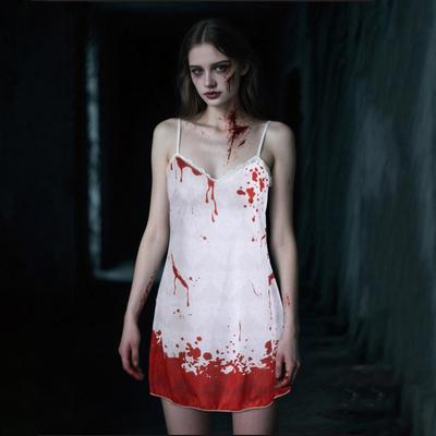 Halloween Kostüm Requisiten Gotische Hochzeitskleidung mit Brautstrauß und Krone Zombie Verkleidungszubehör für Partys Veranstaltungen