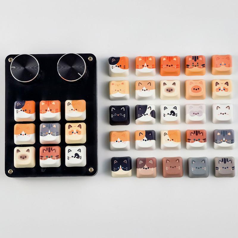 MAIMOOO Cute Cat Dog Keycaps MAO Profile 5/25Keys PBT Custom Creative Meow Head Keycap for Mechanical Keyboard Personalized Gift