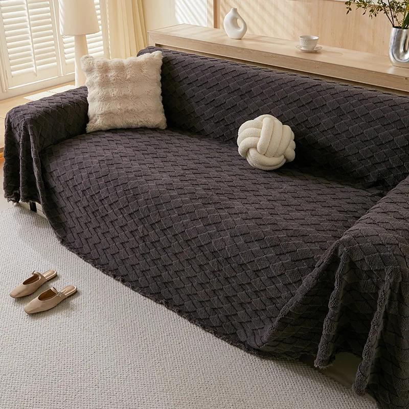 Winter Cotton Wool One-piece Sofa Cover Towel Thickened Warm Sofa Towel Winter Advanced Sofa Cushion Full Cover Towel Cloth