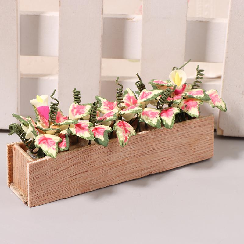 1:12 Dollhouse Miniature Flower Bushes Potted Plant Flower Bed Flower Bonsai Model Garden Home Decor Doll House Accessories