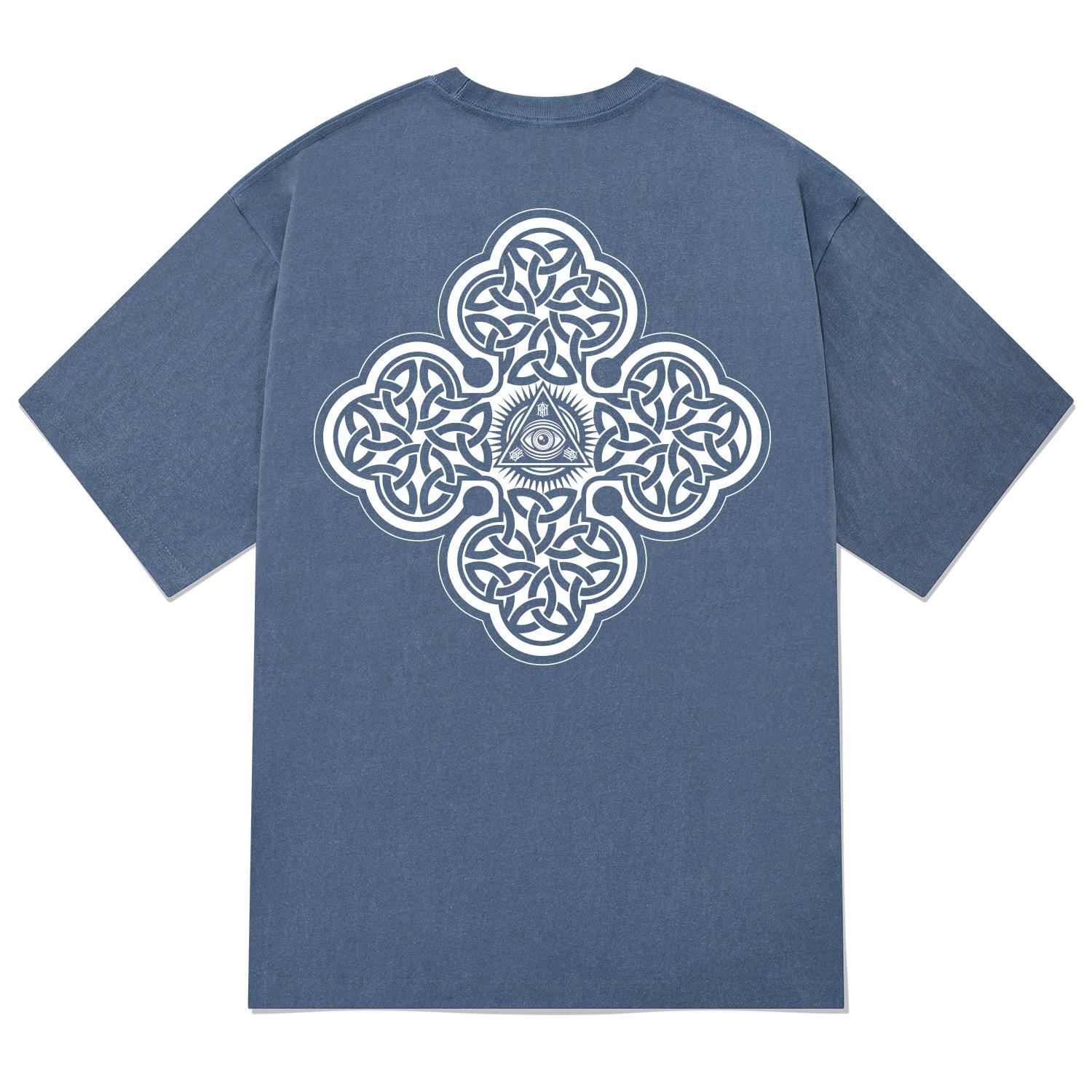 Khan 6312 Ktpn0121 Celtic Horus Pigment Short Sleeve T-Shirt - Blue Blue/L