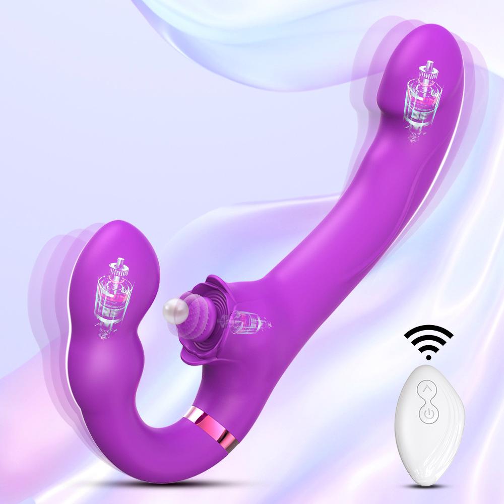Double Shock Flapping Stick Women's Masturbation Stick Magnetic Absorption Charging Silicone Vibration Stick Wireless Remote Control Adult Products