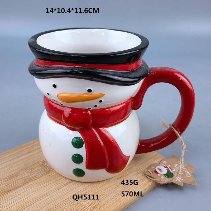2025 New Creative Inverted Hand-painted Ceramic Santa Claus Water Cup Relief Christmas Decoration Mug Coffee Cup