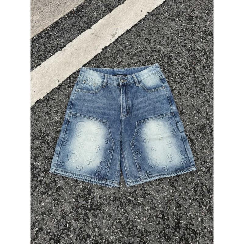 Vintage gewaschene Jeans-Shorts mit Metallakzenten Unisex Straight Fit Punk-Stil Baumwollmischung
