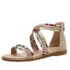 Sandals Women's Flat Fairy Style Open Toe Flower Cloth One Strap Non-Slip Roman Shoes