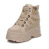 Fashion Genuine Leather Ankle Boots 8CM Spring Fashion Ladies High Platform Wedge Heels Chunky Boots Winter Plush Snow Shoes Woman