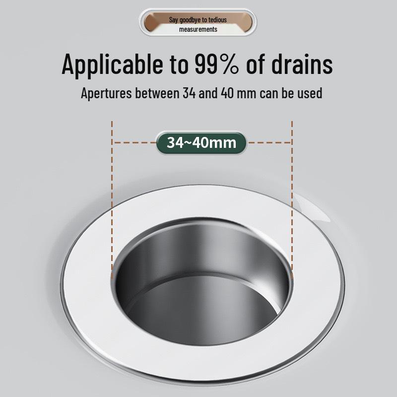 Universal Stainless Steel Press-Type Basin Drain Plug with Anti-Odor Blocking for Washbasins