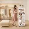 7 Tier Rotating Shoe Rack Tower with Adjustable Shelves, Movable 360° Spinning Carousel Display with Wheels, Lazy Susan Organizer Closet for Bedroom,