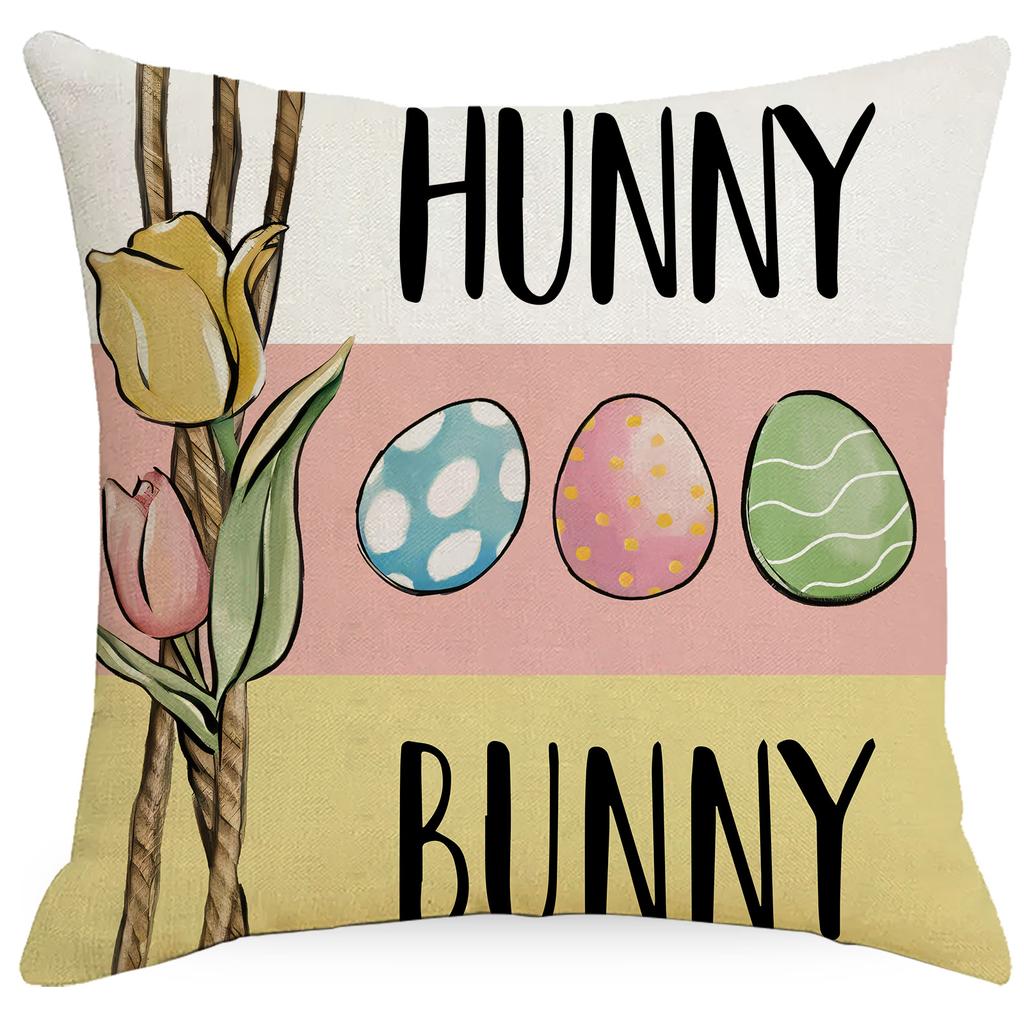 Poszewka na poduszkę z nadrukiem Zajączka Wielkanocnego Linia Wzór Jajka Dekoracyjna Poszewka na poduszkę Linia Poszewka na poduszkę