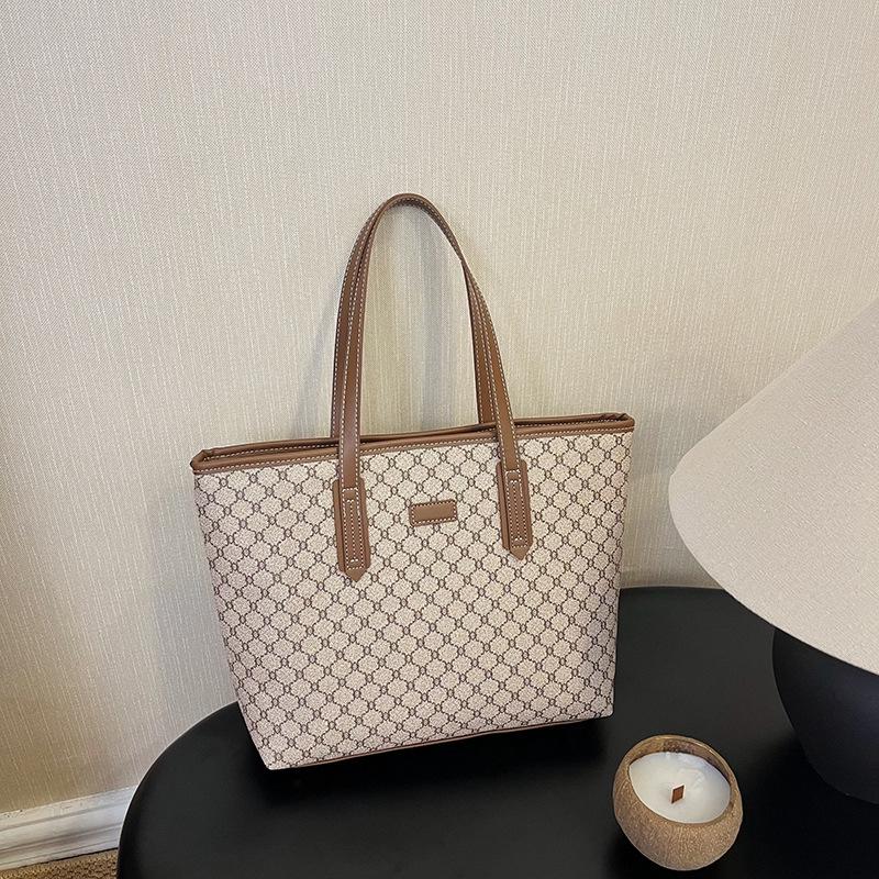 Bolso Tote de Alta Gama para Mujer con Estampado de Diamantes: Bolso de Hombro y Mano de Gran Capacidad Ligero de Lujo Tendencia 2025