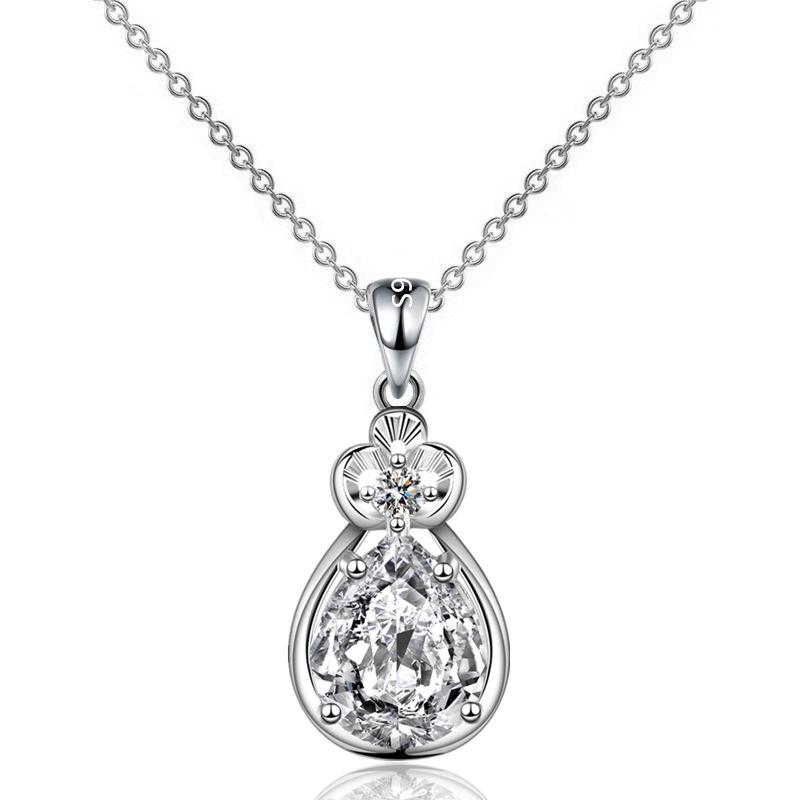 Collier pendentif moissanite pour femme, chaîne de clavicule en forme de poire avec diamants, cœurs et flèches en or rose, bijoux en zircon