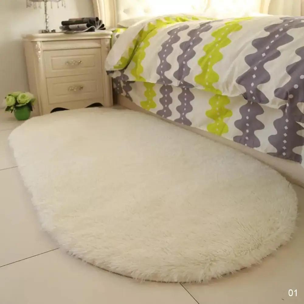 

Пушистые овальные ковры для гостиной, домашний декор, спальня, детская комната, напольный коврик, украшение, ковер с ворсом для салона 40*60см, плюшевый ковер 40x60cm бежевый