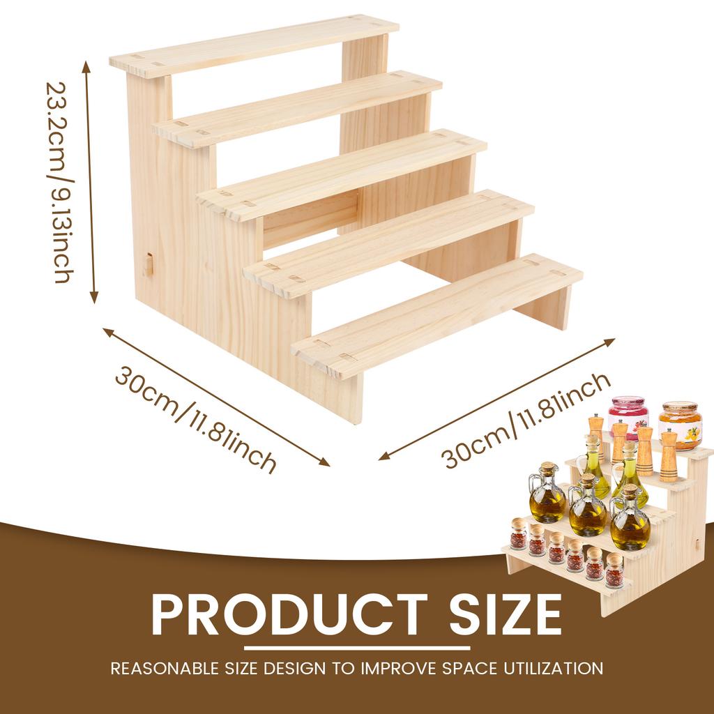 3/4/5 Tiers Wooden Display Stand Riser Perfume Organizer Doll Figure Toy Showcase Dispaly Ladder Shelf Makeup Spice Rack
