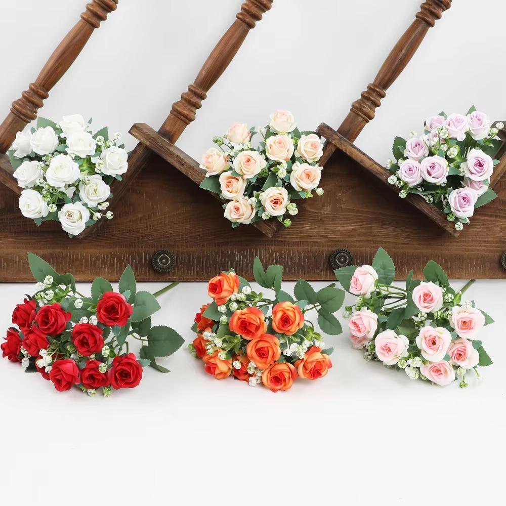 DIY Artificial Rose Bouquet 10 Heads Artificial Camellia Peony Flowers  Home Decor
