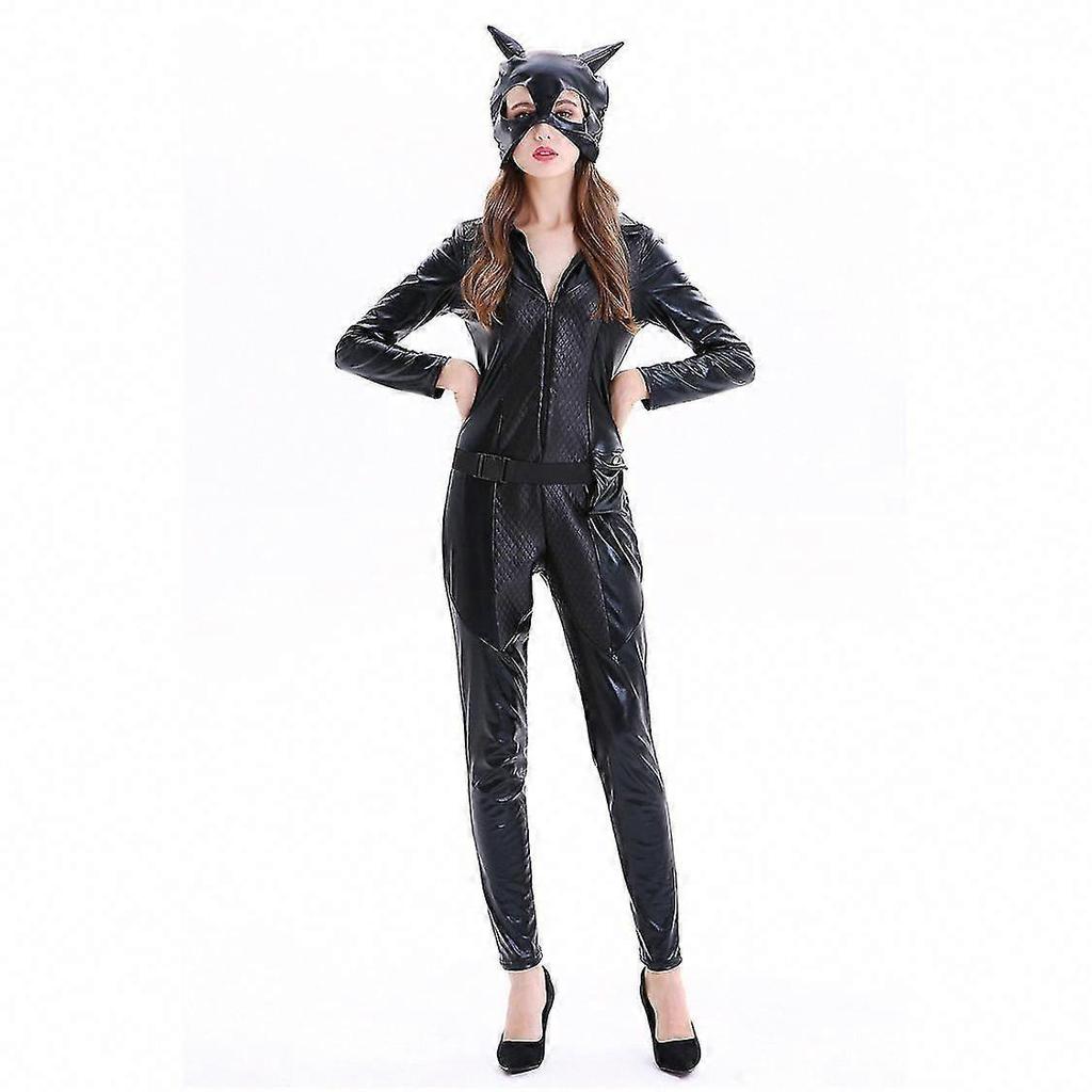 Catwoman PU Lederkostüm für Damen, Sexy Halloween Cosplay Outfit