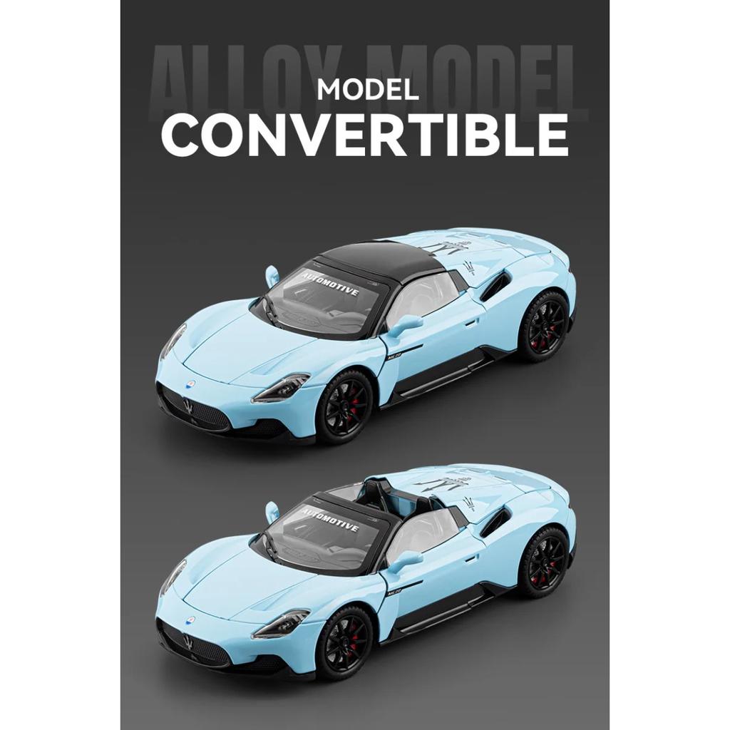 1/24 Maserati MC20 Cabrio Alloy Track Racing Car Model Diecast Metal Sports Car Vehicles Model Sound and Light Children Toy Gift
