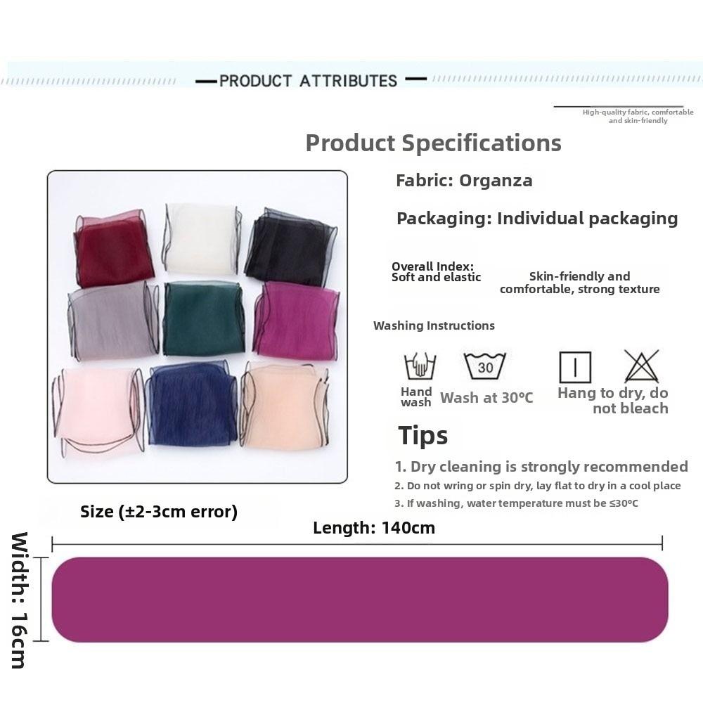 Gifts 140cm Women's Silk Scarf Solid Color Soft Handkerchief Neckerchief Spring Summer