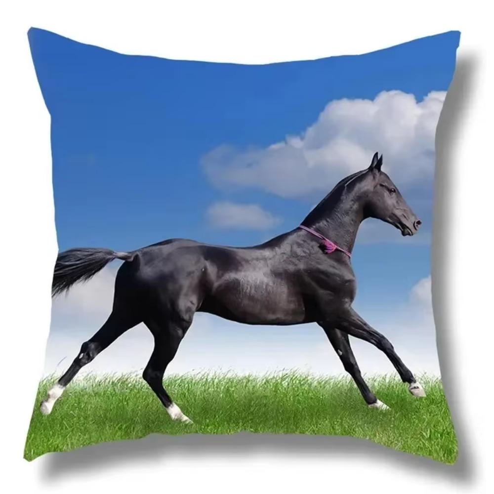 Horse Pattern Home Decoration Pillow Cover Polyester Fiber Cushion Cover Living Room Sofa Cushion Cover