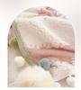 250G Two-Color Cationic Jacquard Throw Blanket with Small Handmade Pom-Poms