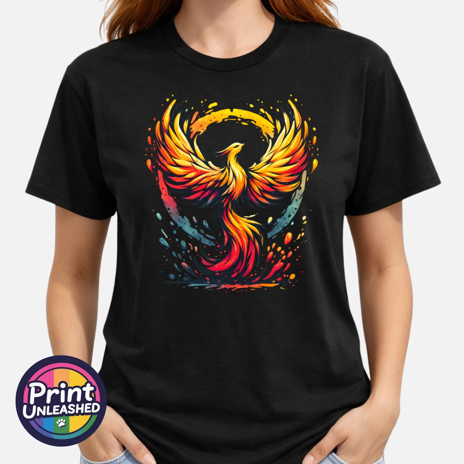 Phoenix Bird T Shirt Mythical Firebird Graphic Tee Fantasy Unisex Top Gift S-2XL L
