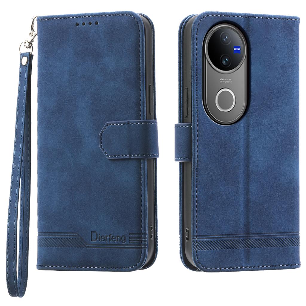 DIERFENG DF-03 For Vivo V50 5G Leather Case Lines Imprint Wallet Phone Cover