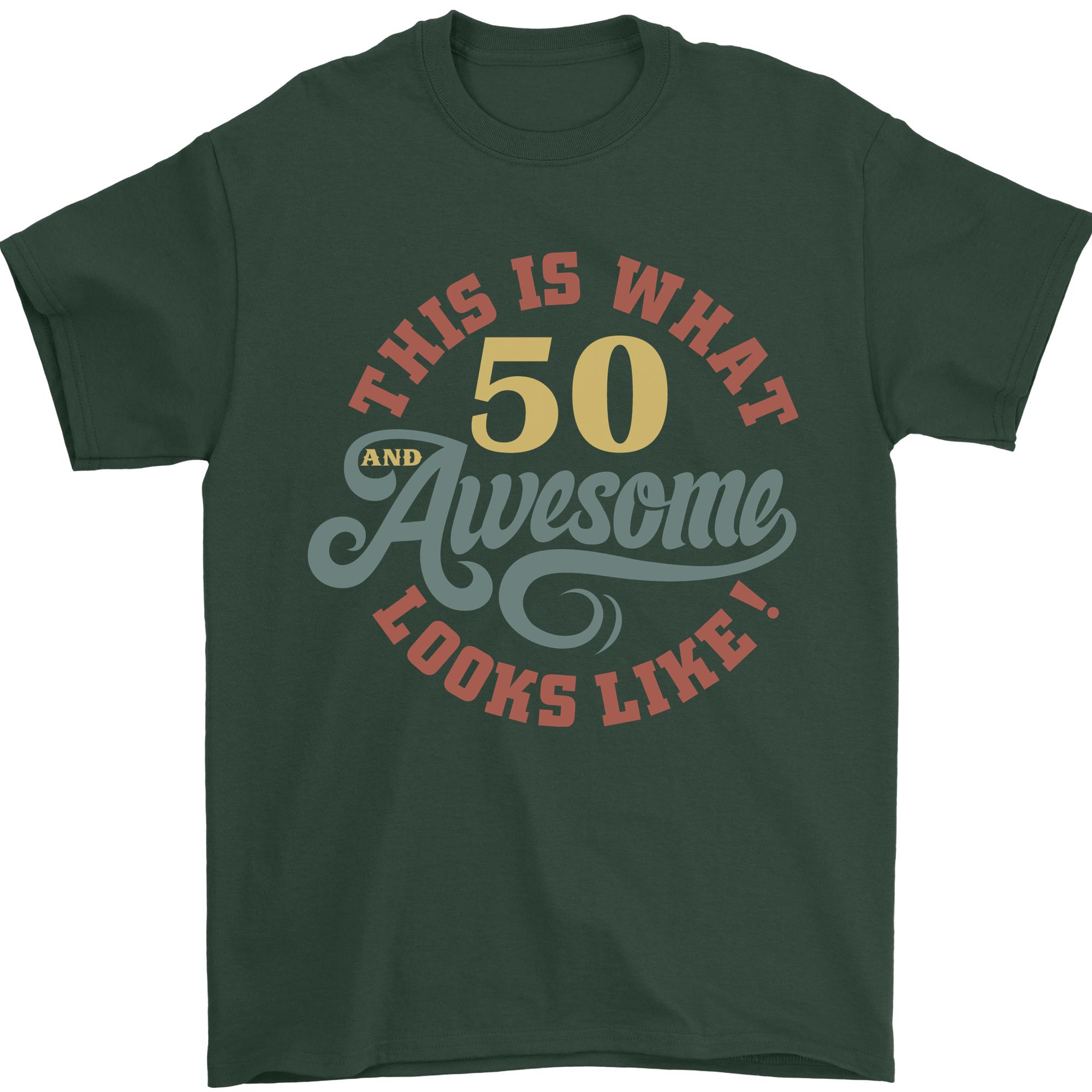 50th Birthday 50 Year Old Awesome Looks Like Unisexs TShirt 100 Cotton S