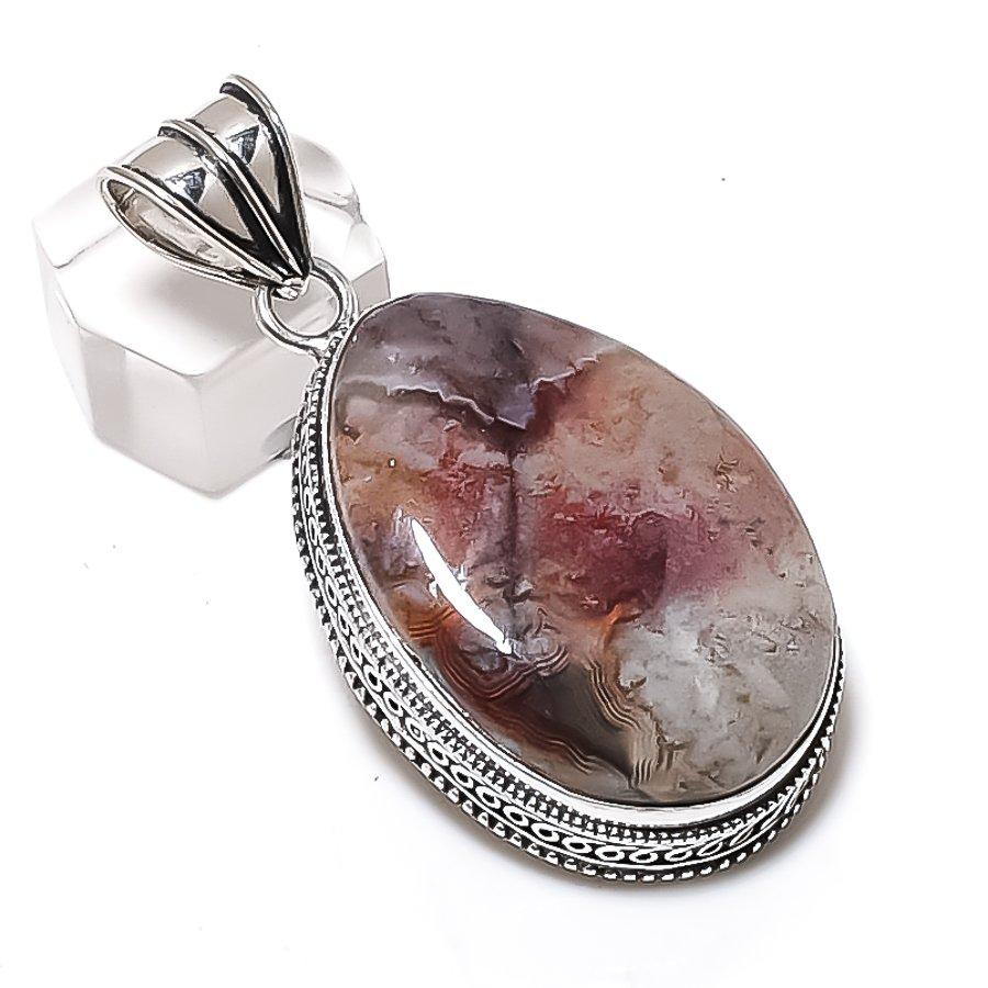

Laguna Lace Agate Gemstone Handmade 925 Sterling Silver Pendant 2.29 u9l57