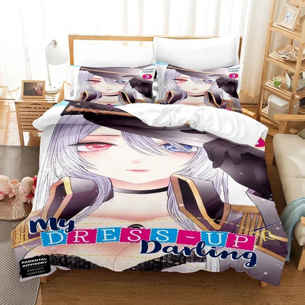 Anime My Dress-Up Darling Bedding Set Single Twin Full Queen King Size Bed Set Adult Kid Bedroom Duvet Cover Sets Home Textiles