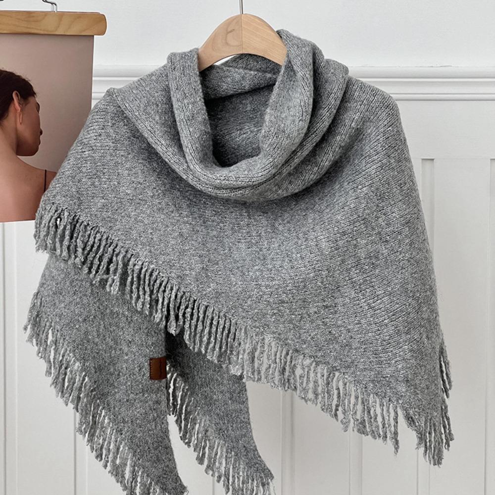 Wool Knitted Scarf Windproof Large Wraps Retro Large Triangle Shawl Women