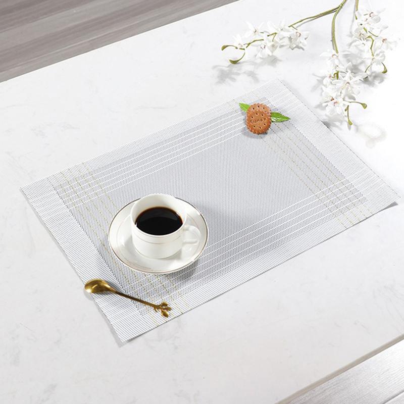 Place Mats Washable Easy To Clean Vinyl Dining Table Pads Durable PVC Weave Table Mats for Camp Party Hotel Home Decor