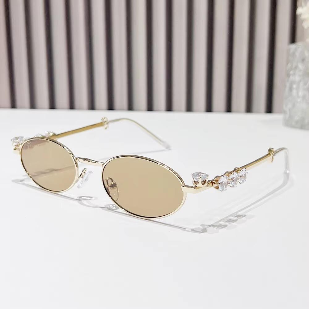 Y2k Retro Frame Eyewear Bling Oval Women Sunglasses Convenient Anti-Blue Light Spectacles Travel