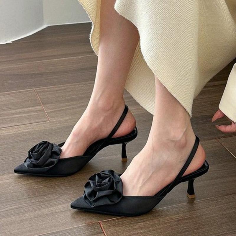Fashion Flower Women High Heeled Sandals Designer Sexy Shoes Woman Slippers Slingback Summer 2025 Pumps Brand Elegant Sandalias De Mujer