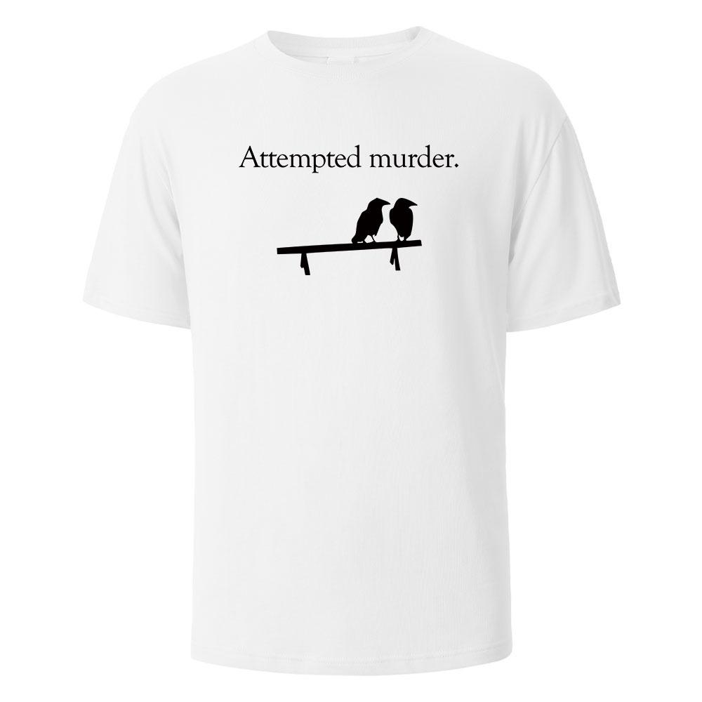 Attempted Murder Printing T-shirt For Men Wowen 100% Cotton Summer Breathable Tops O-neck Oversize Basic Tees Men's Clothing