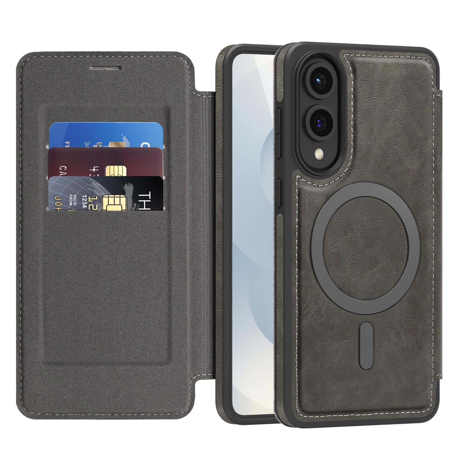 

All-Inclusive Flip Case For Samsung Galaxy S25 Edge Magsafe Embossed PU Leather Card Slot Cash Pocket Soft Cover TPU adn Leather&Galaxy S25 Edge