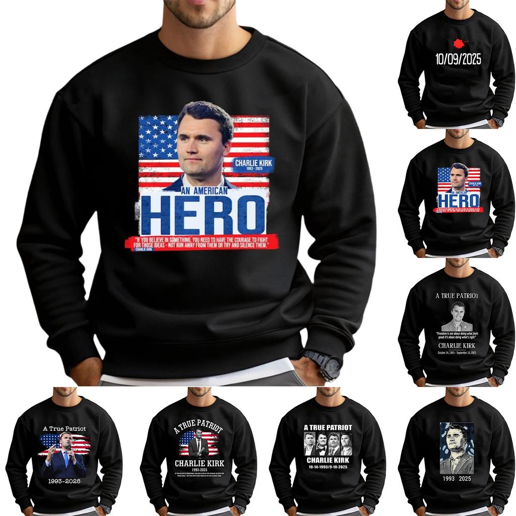 Men's Fashionable Casual Long-sleeved Printed Round Neck Sweatshirt Top