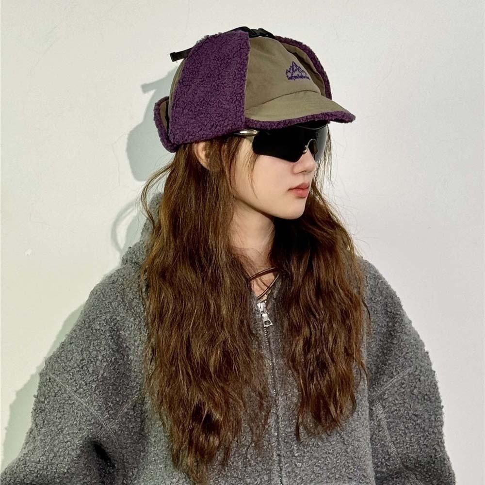 Multi-functional Earflaps Visor Hat Japanese Style Windproof Pilot Cap Ear Protection Cap  Autumn