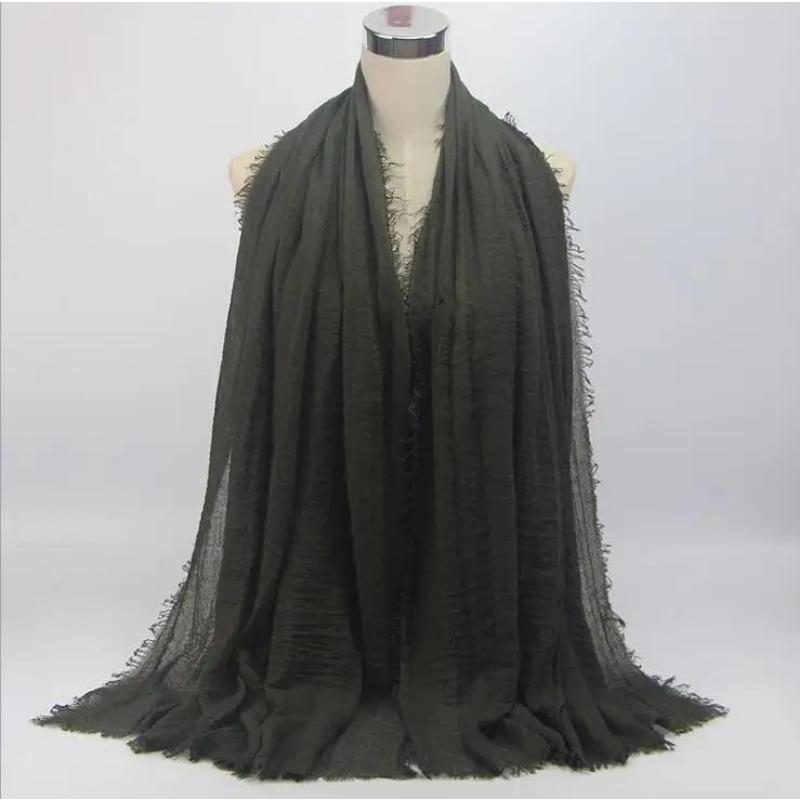 

100*180см Женский однотонный мятый хиджаб Складной шаль Фуляр для леди Многоцветный шарф Чистый солнцезащитный кондиционирующий шаль Головной платок 33