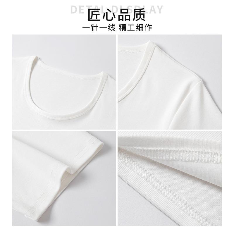 Pure Cotton Crew Neck Shoulder Shirt Women's Summer Wear Loose and Thin Short-sleeved Bottoming Shirt Top