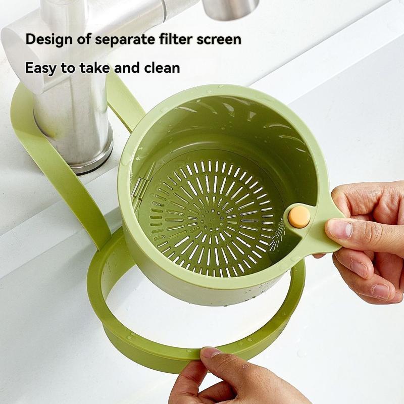 Kitchen Sink Drain Basket Press Automatic Dumping Basket Faucet Hanging Holder Kitchen Waste Collector Adjustable Sponge Rack