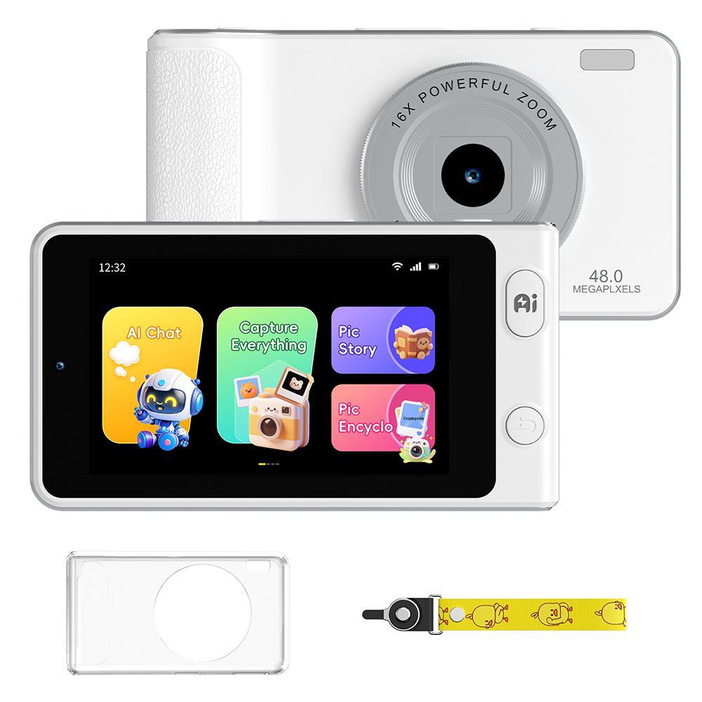 

Kids Digital Touchscreen Camera with AI Autofocus, Object Recognition, Dual-Band WiFi, and Dual Cameras