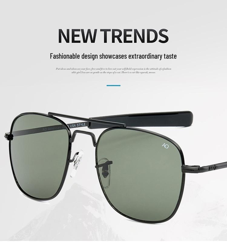 New Stylish European & American AO Men's Metal Square Frame Sunglasses