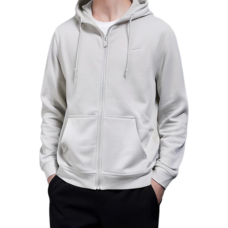 Nike Solid Color Hooded Long Sleeve Jacket Men Jackets Khaki-Gray 905231-072