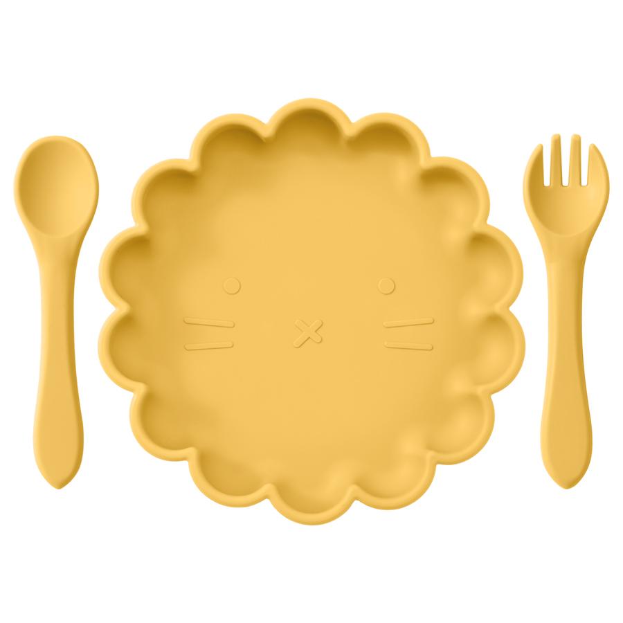 Color kids Children's Dishes Set Baby Silicone 3PC Feeding Set Kids Suction Bowl Dieshs Plate Toddler Spoons Baby Accessories
