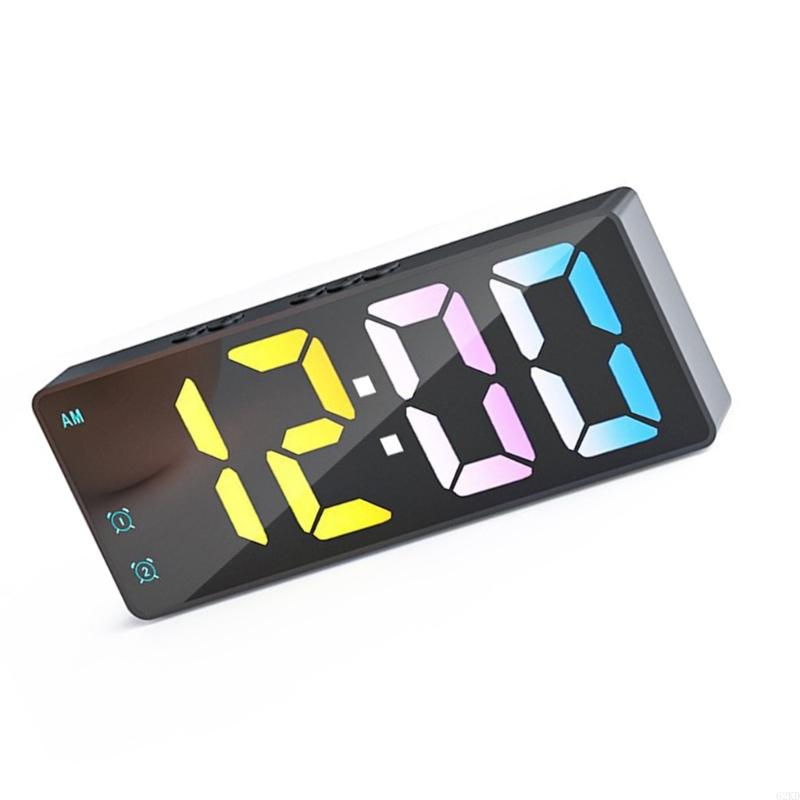 62KD LED Alarm Clock With Mirror Surfaces Temperature Date Display USB Battery Powered Bedroom Home Desktop Accessories