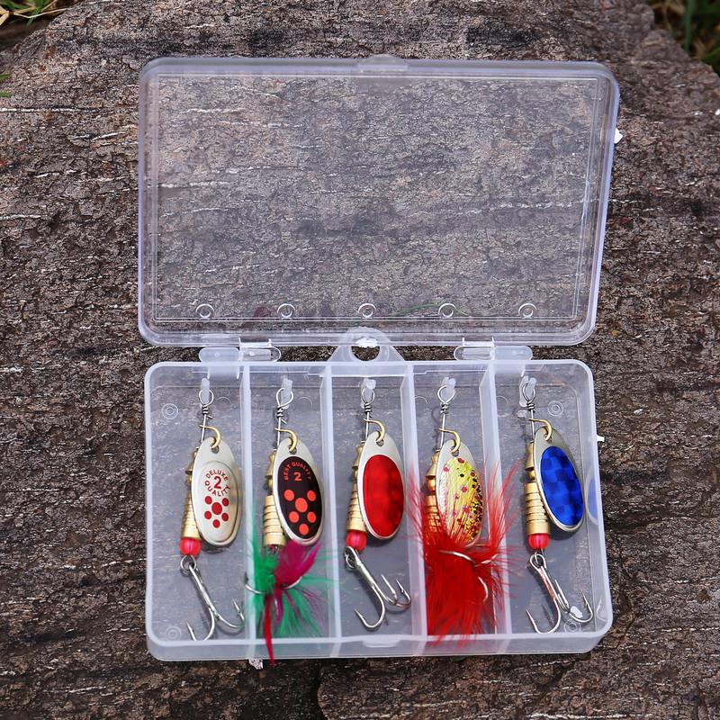 Rotating Spoon Boxed Kit Lure Fishing Lures Metal Fish Hooks Bass Trout Perch Pikefishing Sequins